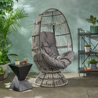 Lazulite Outdoor Egg Chair with Water-Resistant Cushion and Swivel Function