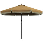 9' Fringe Edge Patio Umbrella with Push Button Tilt and Crank
