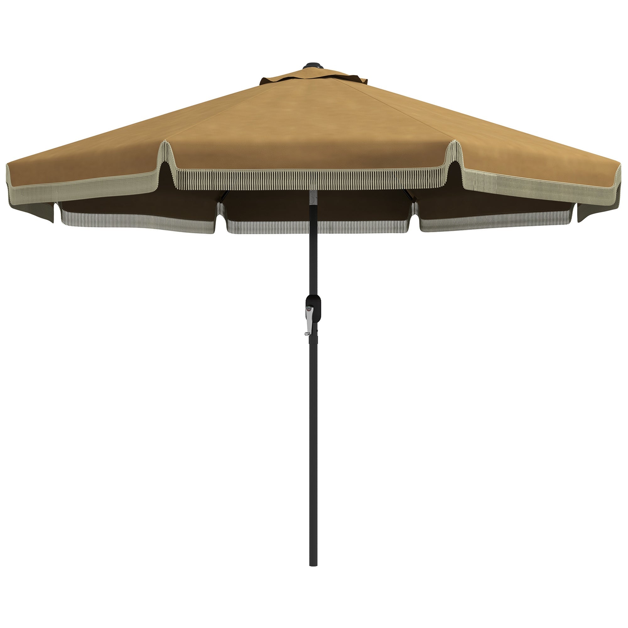 9' Fringe Edge Patio Umbrella with Push Button Tilt and Crank
