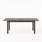 Outdoor Expandable Acacia Wood Dining Table, Dark Grey