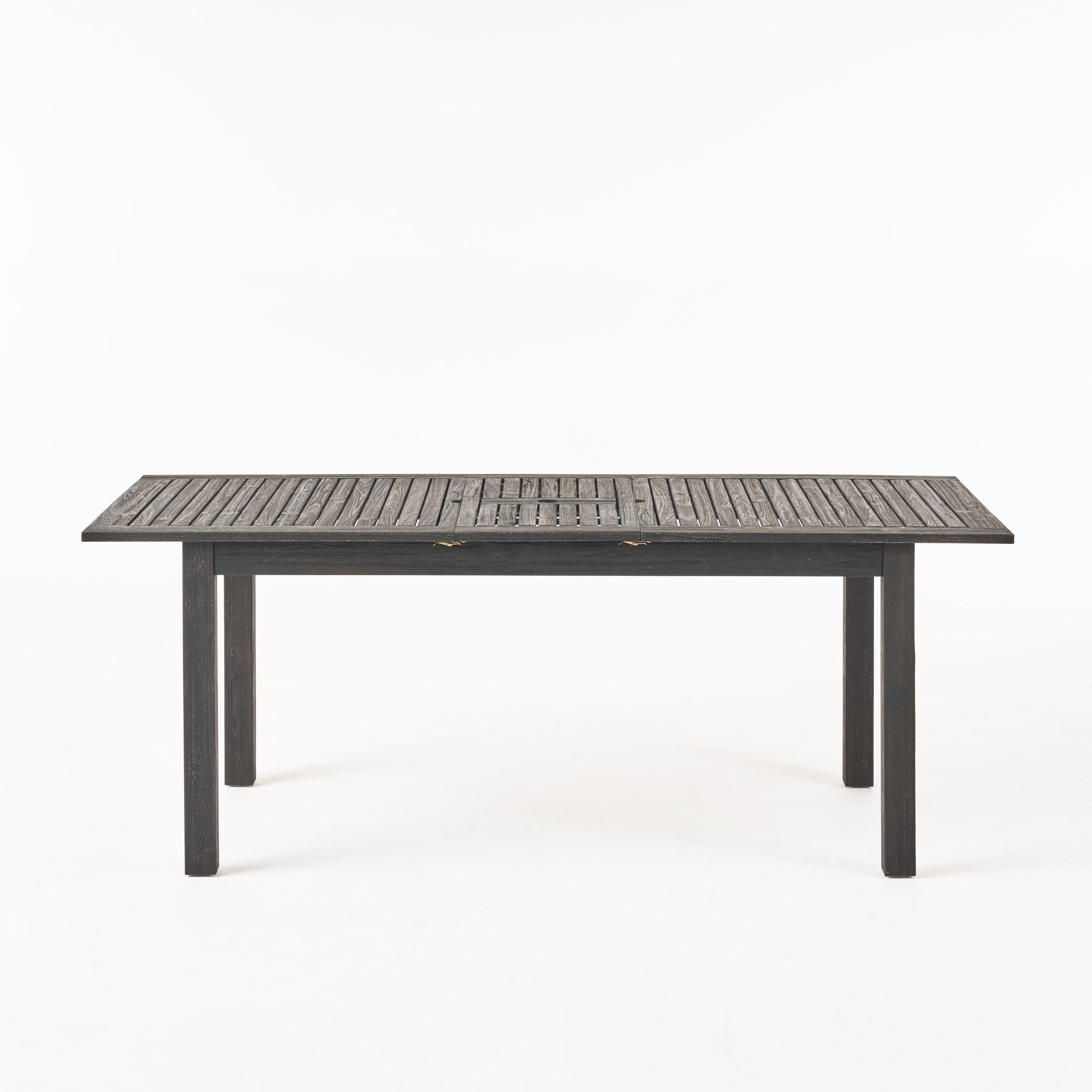 Outdoor Expandable Acacia Wood Dining Table, Dark Grey