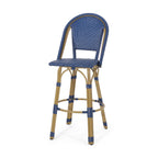 Callisto 29.5" Outdoor Rattan and Aluminum Bar Stool with Curved Back and Footrest