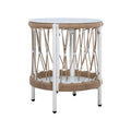 Caspian Outdoor Handwoven Rope Accent Table with Glass Top