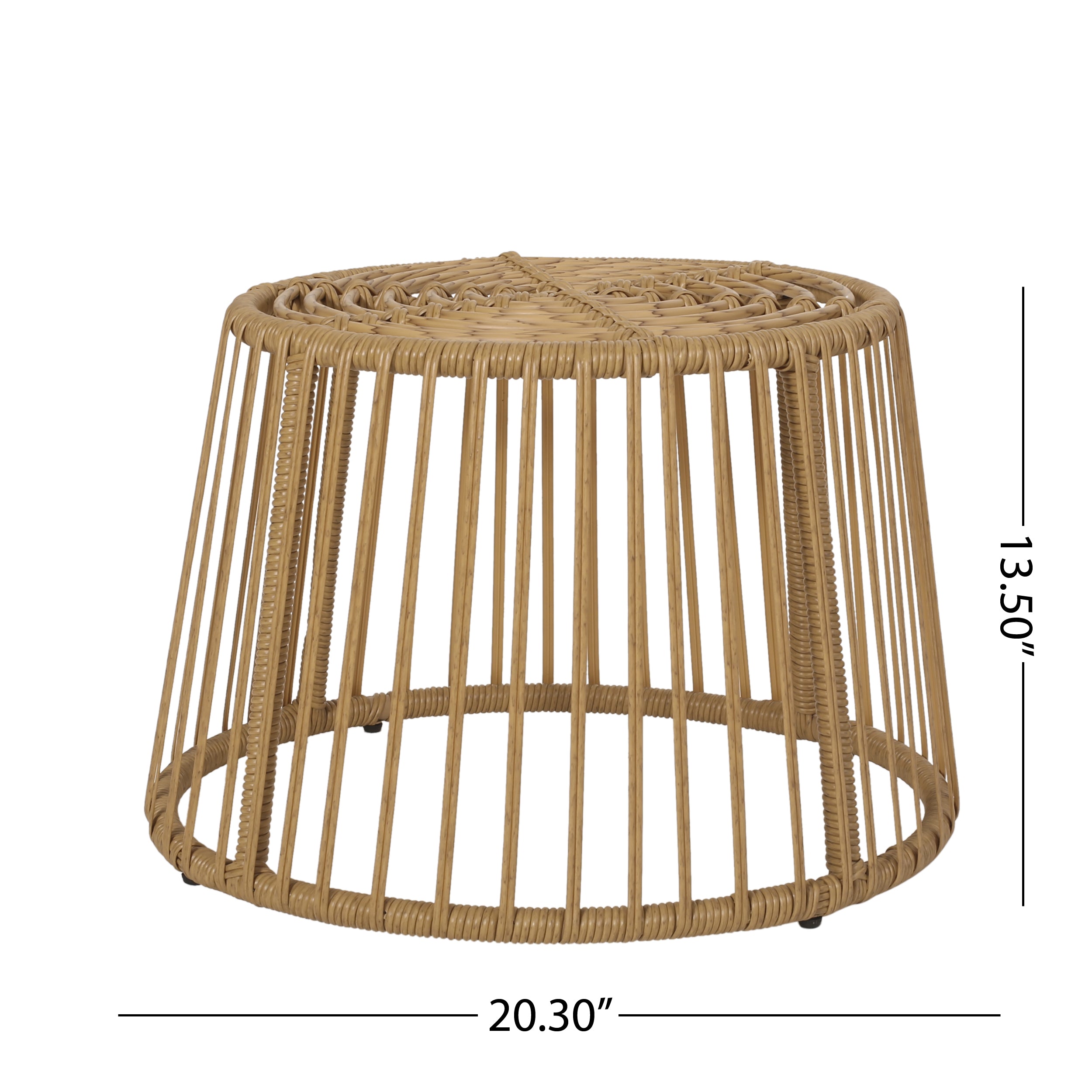 Enduring Outdoor Rattan Side Table with Cage Frame