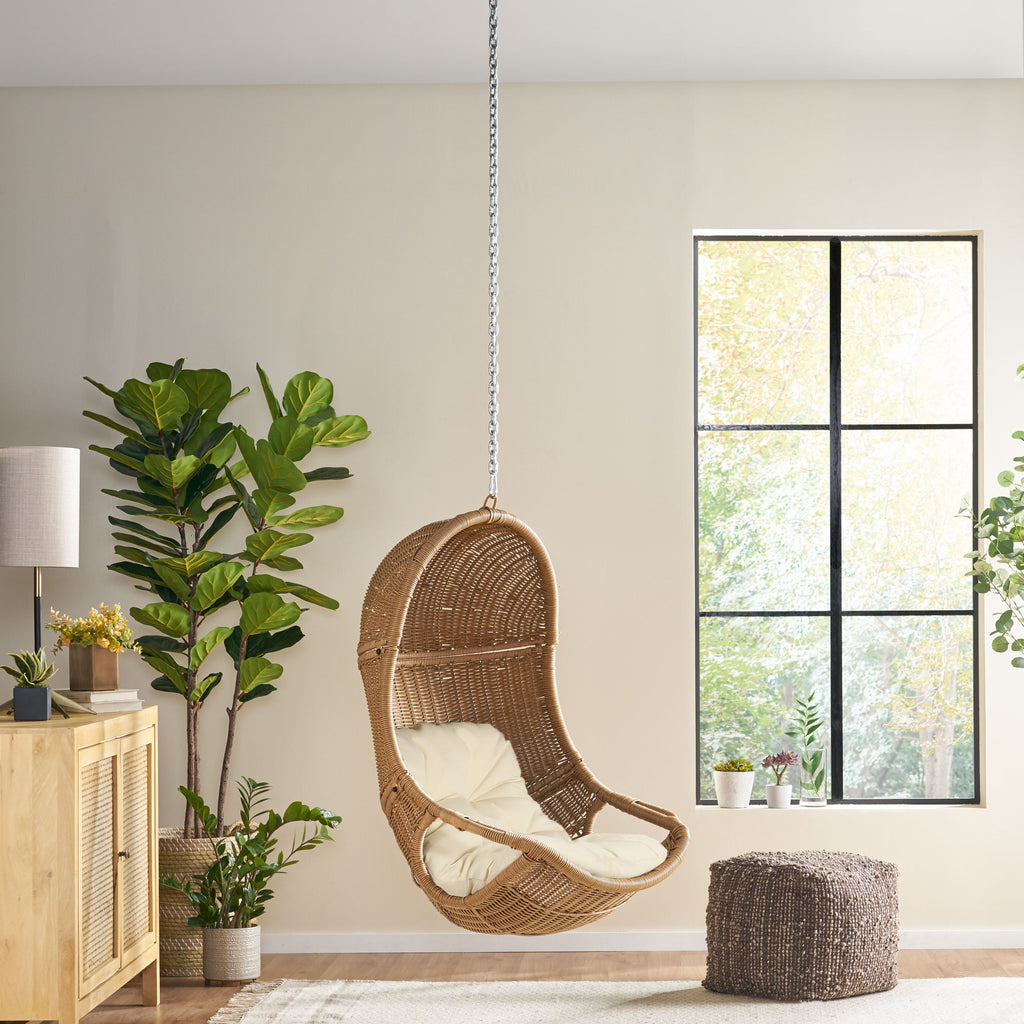 Berrien Outdoor/Indoor Wicker Hanging Swing Chair with 8-Foot Chain