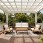 Mid-Century Modern 4-Piece Acacia Wood Outdoor Patio Set