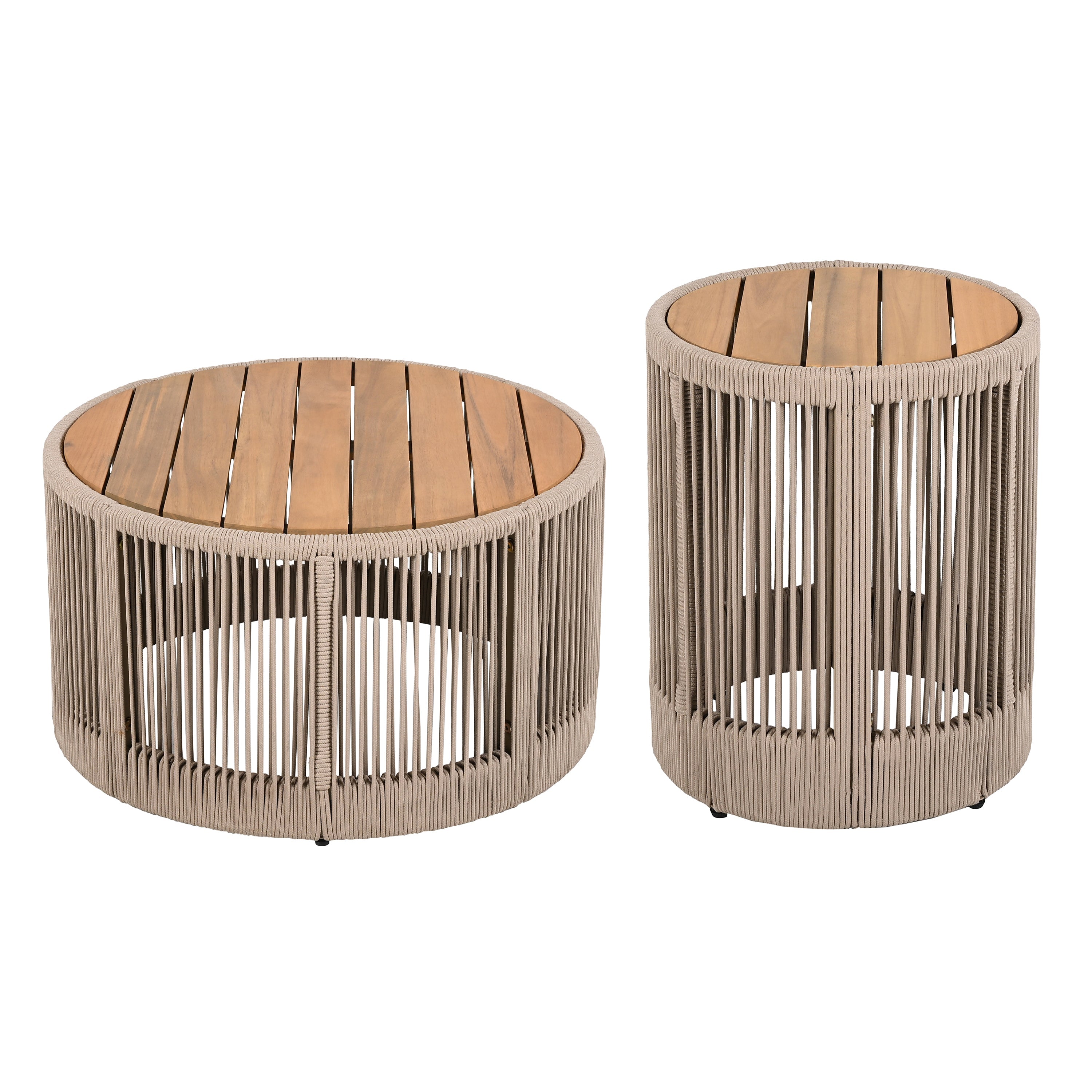 Sundara Outdoor Coffee & Side Table Set with Woven Rope Design