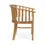 Venerable Outdoor Dining Chair with Slatted Back and Cushion Seat, Set of 2