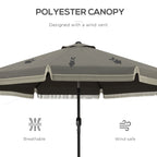 9' Fringe Edge Patio Umbrella with Push Button Tilt and Crank