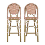 Clifftop 29.5" Outdoor Rattan Bar Stool with Aluminum Frame and Footrest, Set of 2