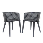 Rejoiced Outdoor Dining Chair with Geometric Lattice Design and Curved Back, Set of 2