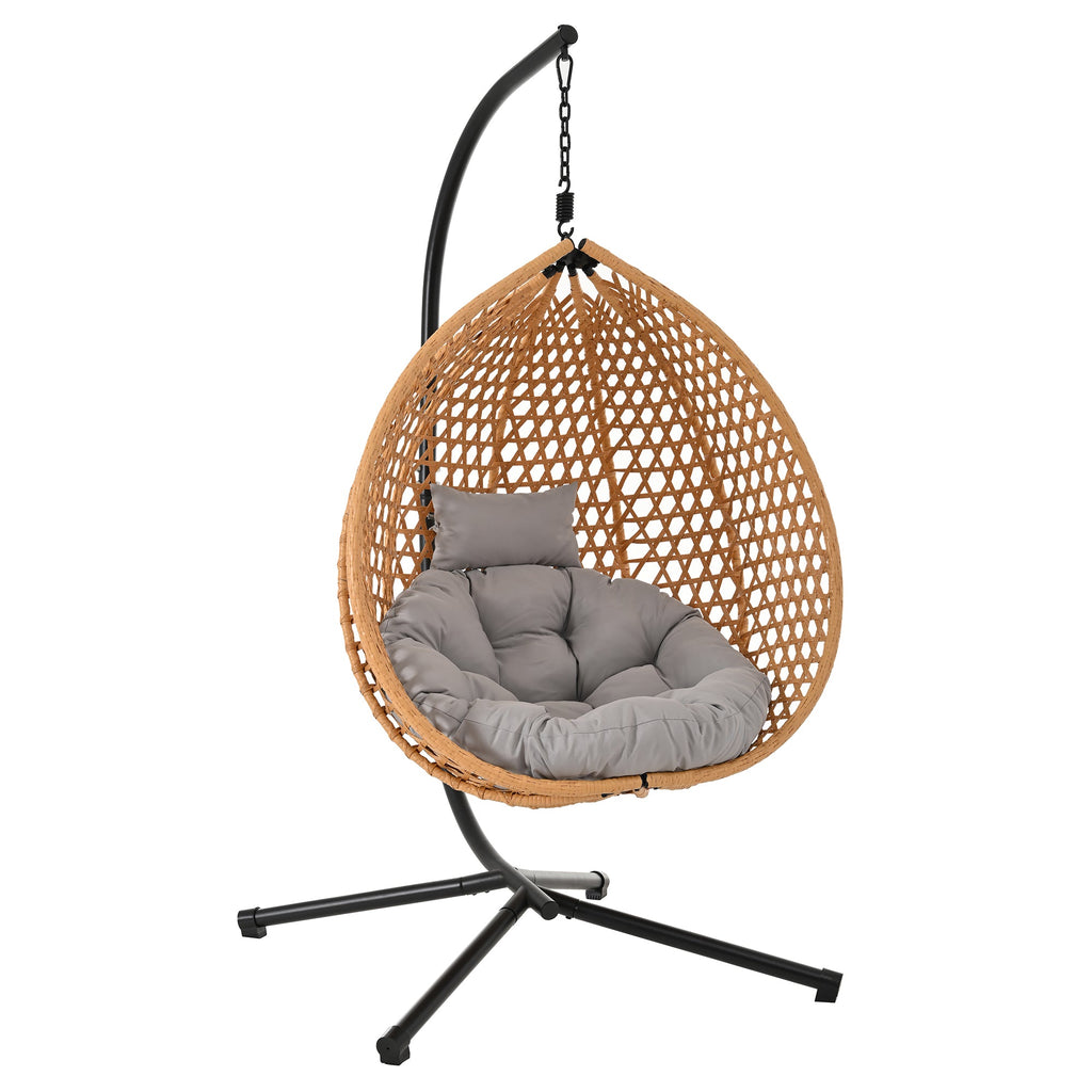 Hanging Swinging Egg Chair with Rattan Weaving, Base Included