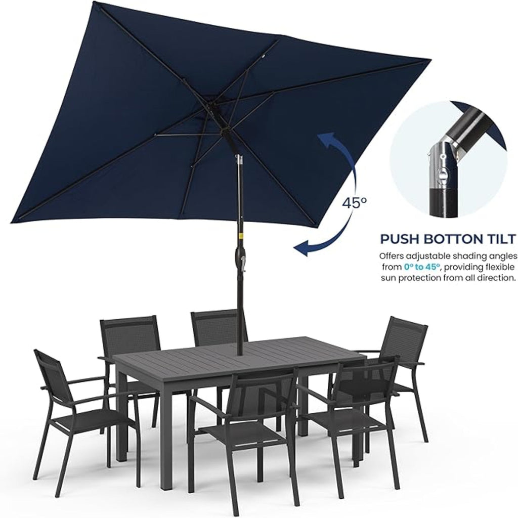 6.5 x 10 ft Rectangular Patio Umbrella with Crank, Base Not Included