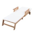Retro Acacia Wood Outdoor Sunlounge with Wheels & 3-Position Backrest