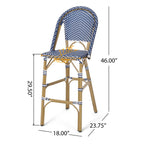 Clifftop 29.5" Outdoor Rattan Bar Stool with Aluminum Frame and Footrest, Set of 2