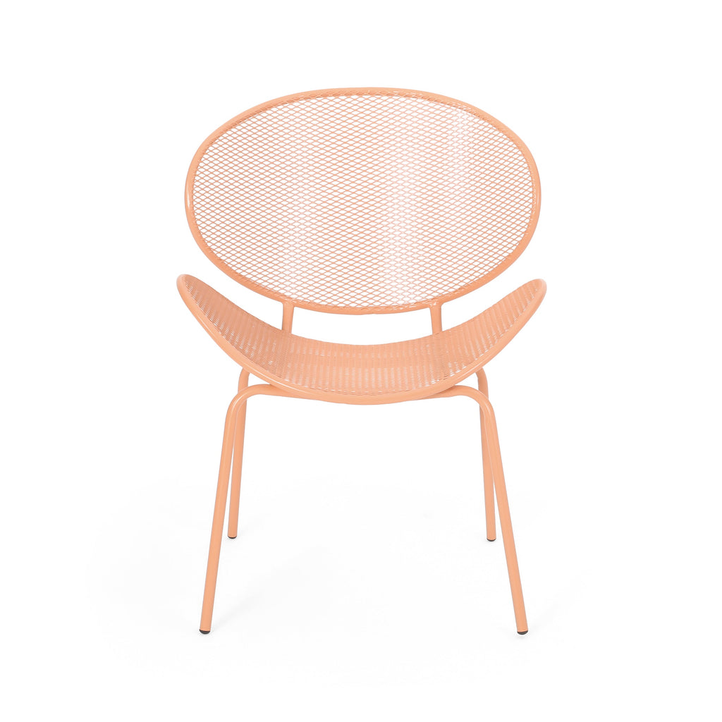 Outdoor Iron Chair with Tapered Legs and Wing Design, Set of 2