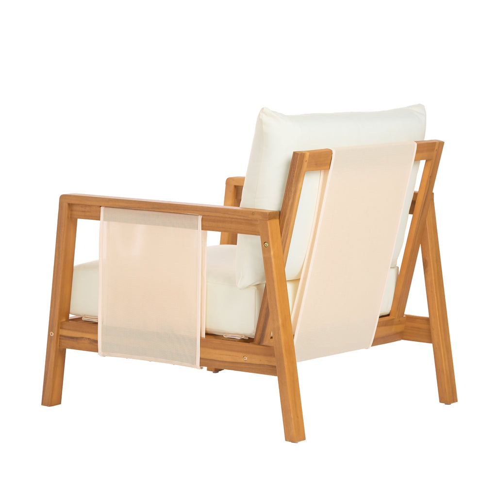 Khali Outdoor Club Chair with Acacia Wood Frame