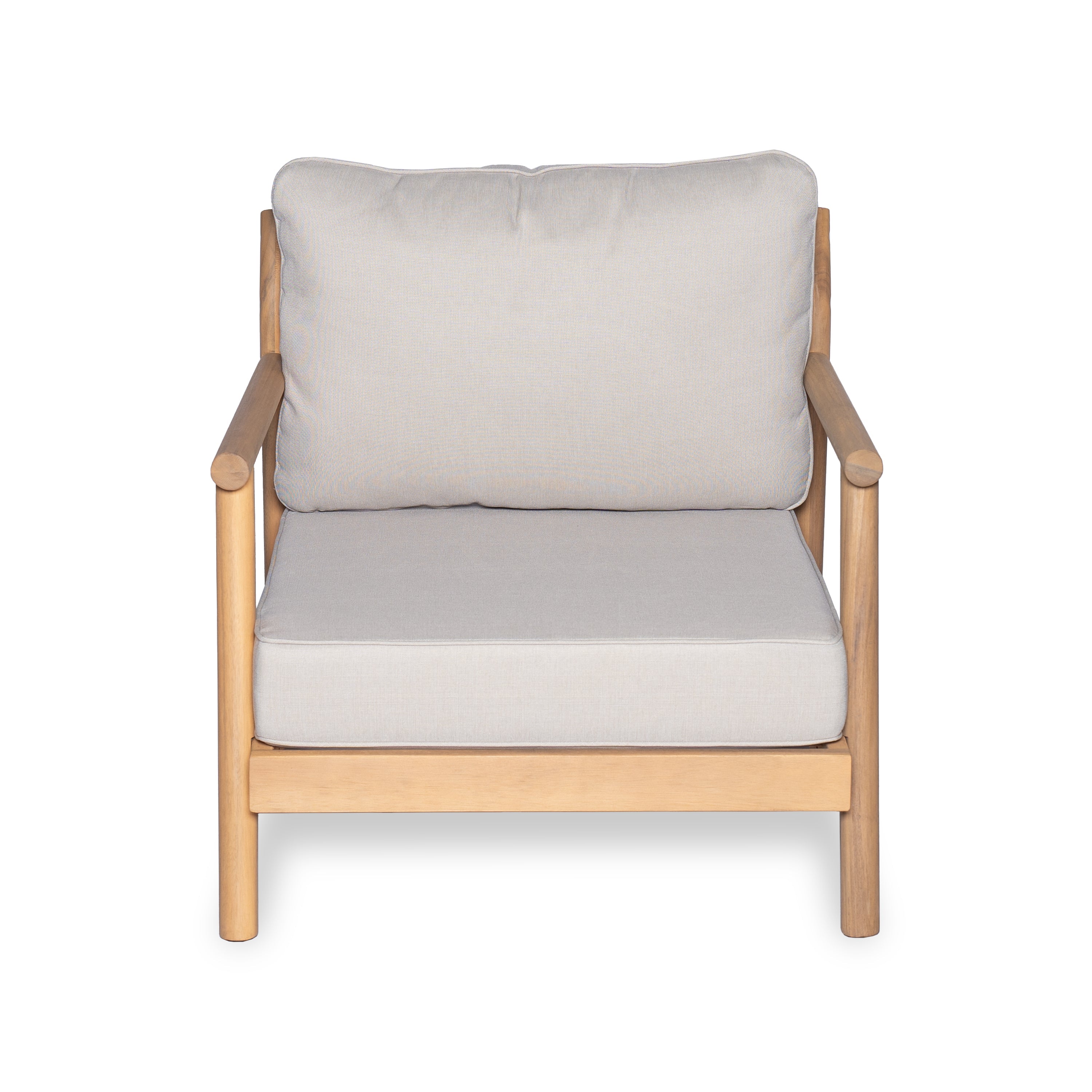 Indira Outdoor Acacia Wood Club Chair with Water-Resistant Cushion