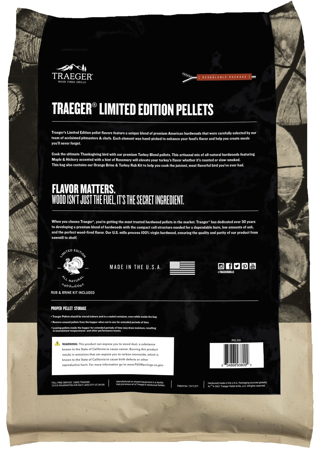Traeger Turkey Blend with Brine Wood Pellets 20 lb. Bag