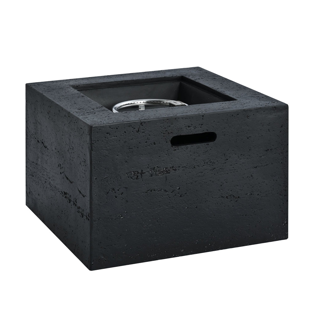 Outdoor Square Fire Pit with Steel Burner, Lava Rocks and Cover