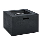 Outdoor Square Fire Pit with Steel Burner, Lava Rocks and Cover