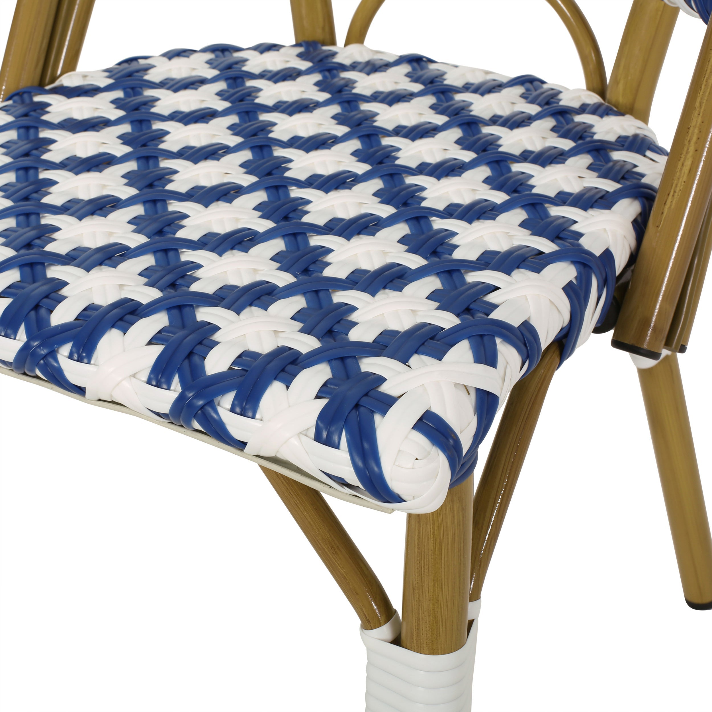 French Bistro Outdoor Dining Chairs, Set of 2 Navy & White