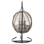 Folding Hanging Swinging Egg Chair with Stand & Tufted Cushion