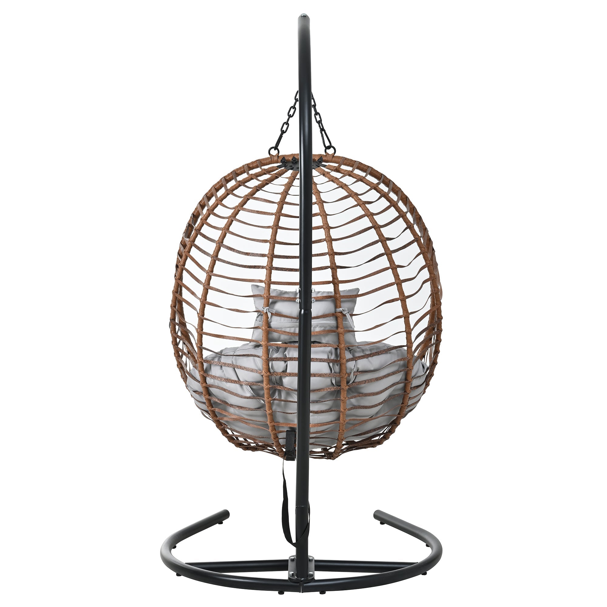 Folding Hanging Swinging Egg Chair with Stand & Tufted Cushion