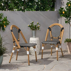 PE Rattan and Aluminum Bistro Chair with Sloped Arms, Set of 2