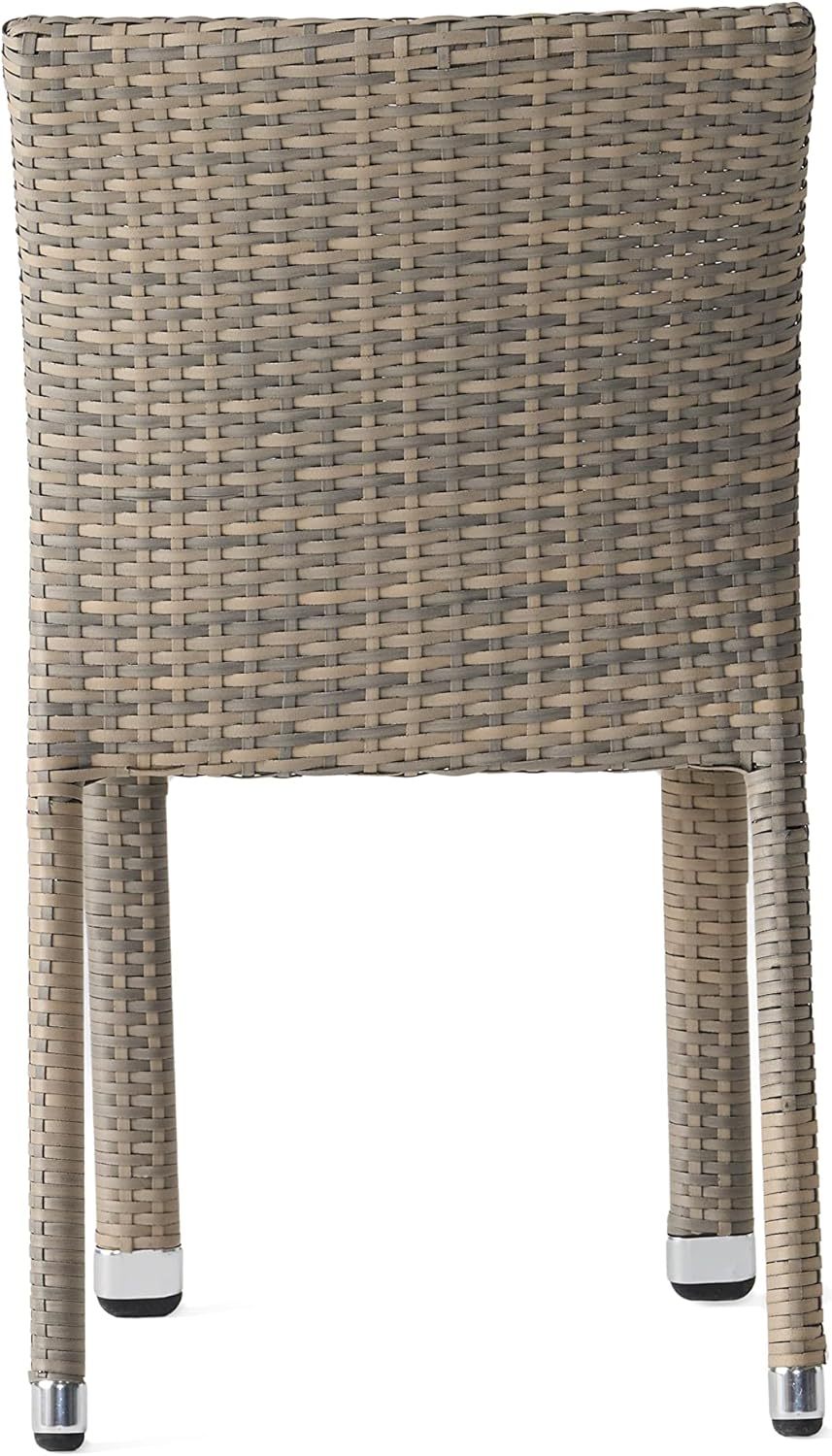 Larache Outdoor Aluminum Armless Rattan Dining Chairs, Set of 4