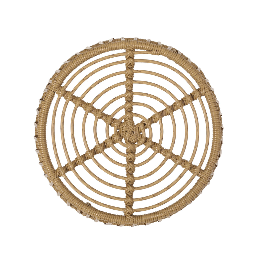 Enduring Outdoor Rattan Side Table with Cage Frame