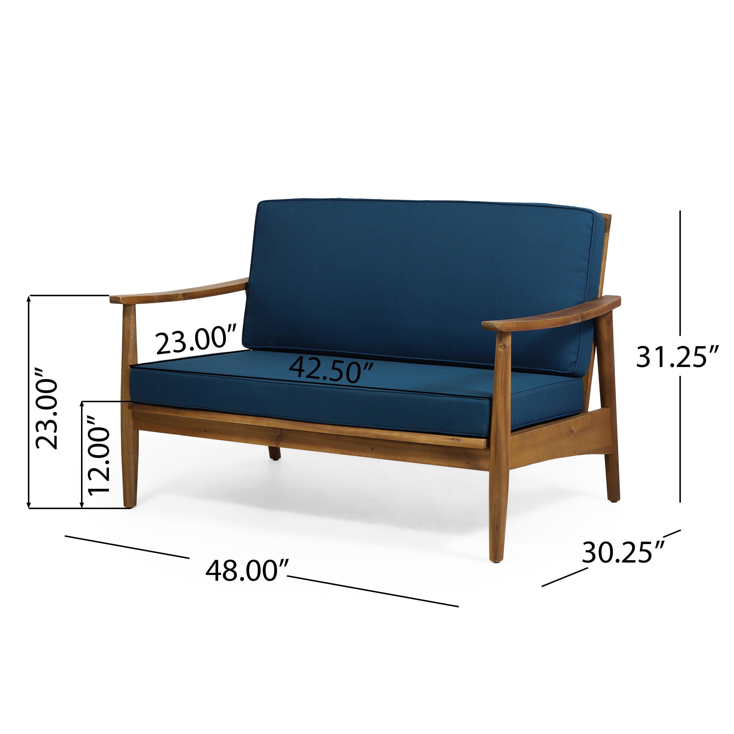 Ellsworth Teak Brown 4 Piece Wood Outdoor Patio Conversation Seating Set