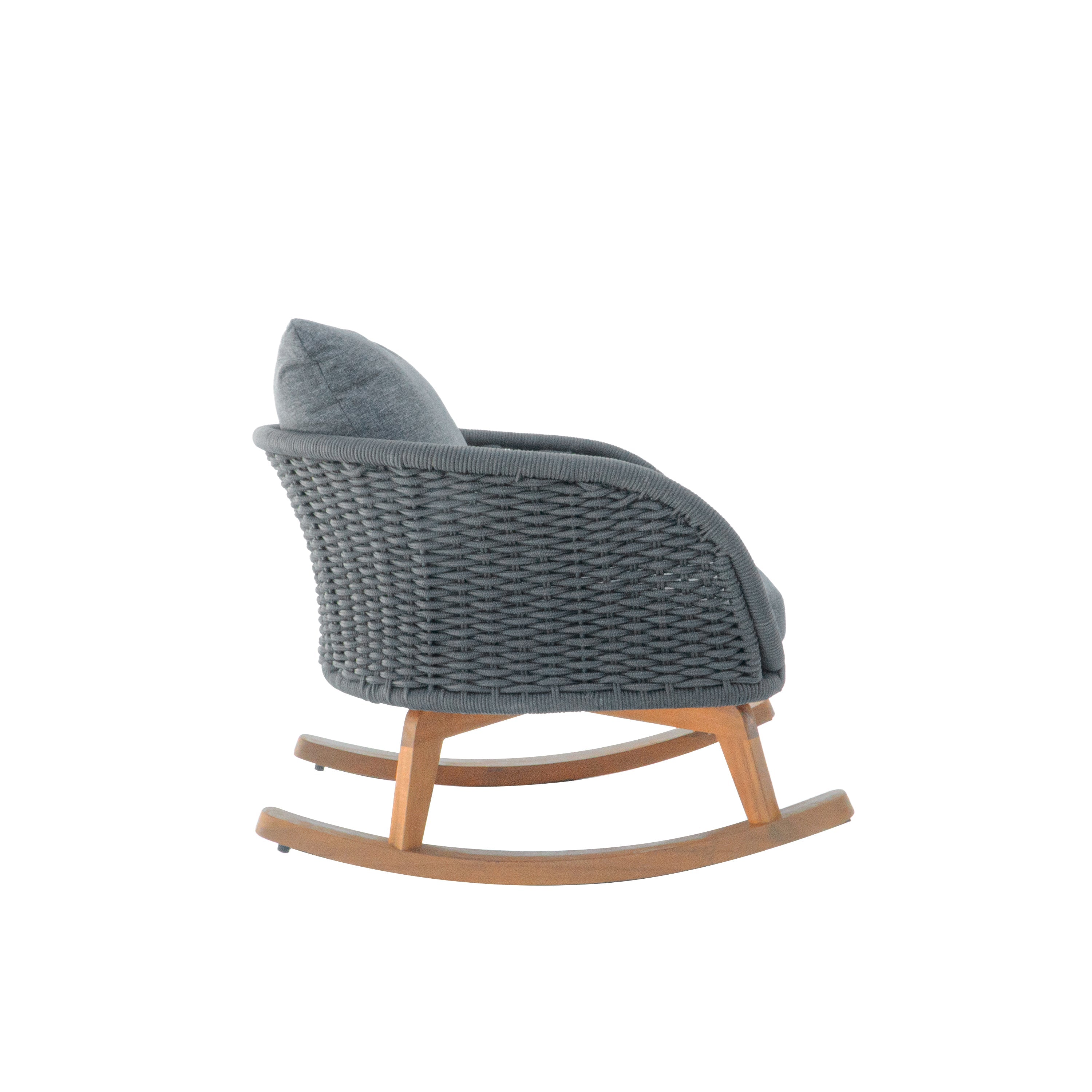 Contemporary Minimalist Wicker Rocking Chair with Cushions