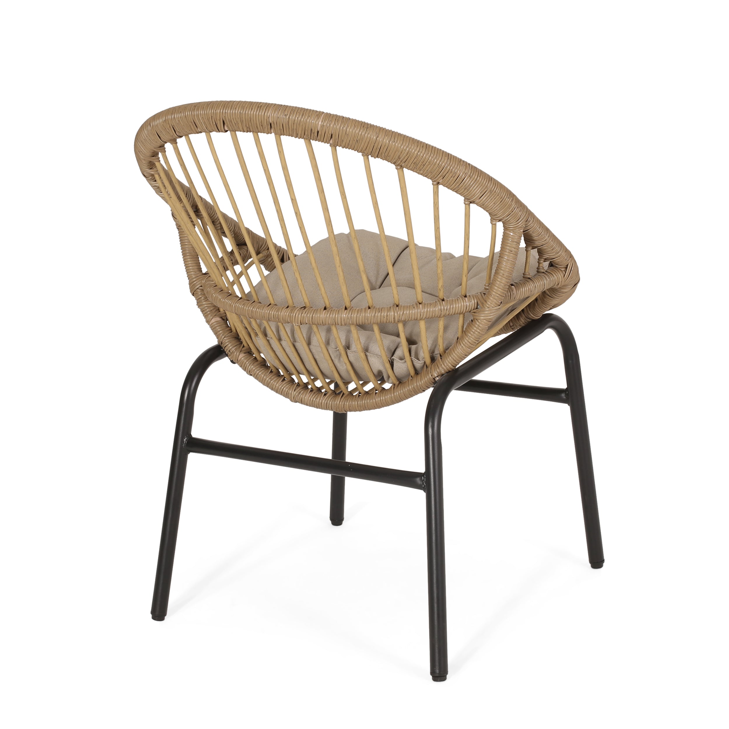 Outdoor Accent Chair with Curved Back and Basket Frame, Set of 2