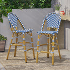 Clifftop 29.5" Outdoor Rattan Bar Stool with Aluminum Frame and Footrest, Set of 2