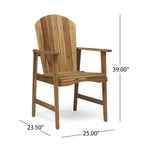 Outdoor Weather Resistant Acacia Wood Adirondack Dining Chairs, Set of 2