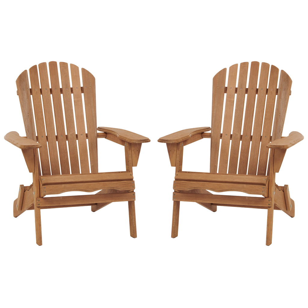 Outdoor Wooden Folding Adirondack Chair, Set of 2