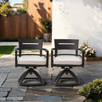 Outdoor Swivel Chair with Seat Cushion and Curved Backrest, Set of 2