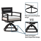 Outdoor Swivel Chair with Seat Cushion and Curved Backrest, Set of 2