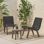 Rhythmus 3-Piece Outdoor Chat Set with 2 Curved Chairs Design and Slatted Table Top