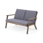 Brixton Outdoor Acacia Wood Loveseat and Coffee Table Set with Cushions