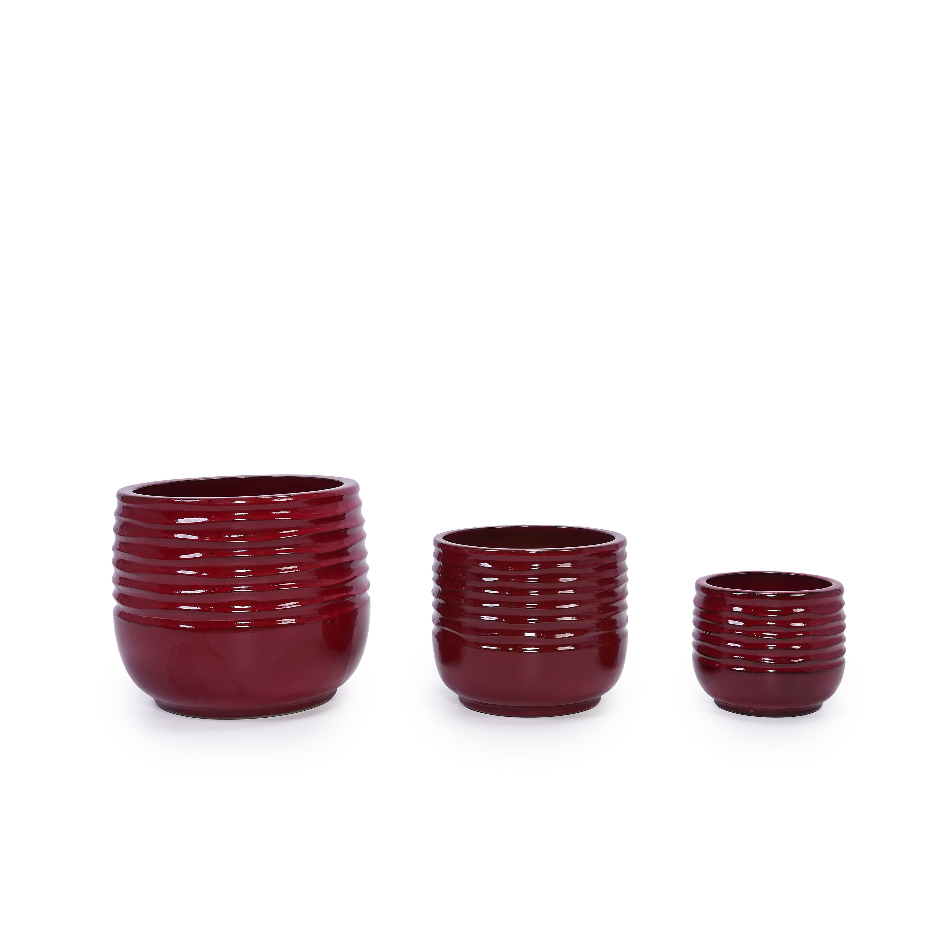 Calan Handmade Glazed Ceramic Planter, Set of 3