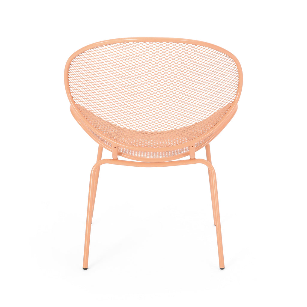 Outdoor Iron Chair with Tapered Legs and Wing Design, Set of 2