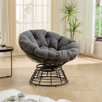 360° Swivel Indoor Outdoor Wicker Papasan Chair with Soft Thick Cushion