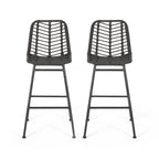 Sawtelle Outdoor Wicker Barstools, Set of 2