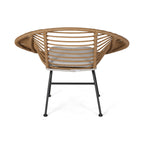 Cordella Outdoor Woven Wicker Chairs with Cushions, Set of 2