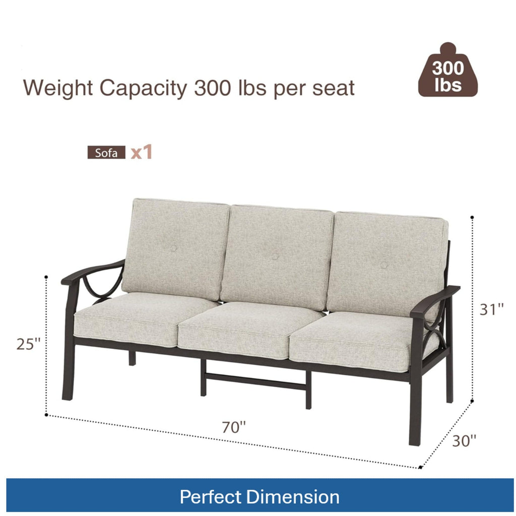 Marisol Metal Patio 3 Seater Sofa