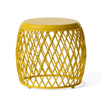 Coveted 19.75" Outdoor Cylindrical Iron Side Table with Lattice Design