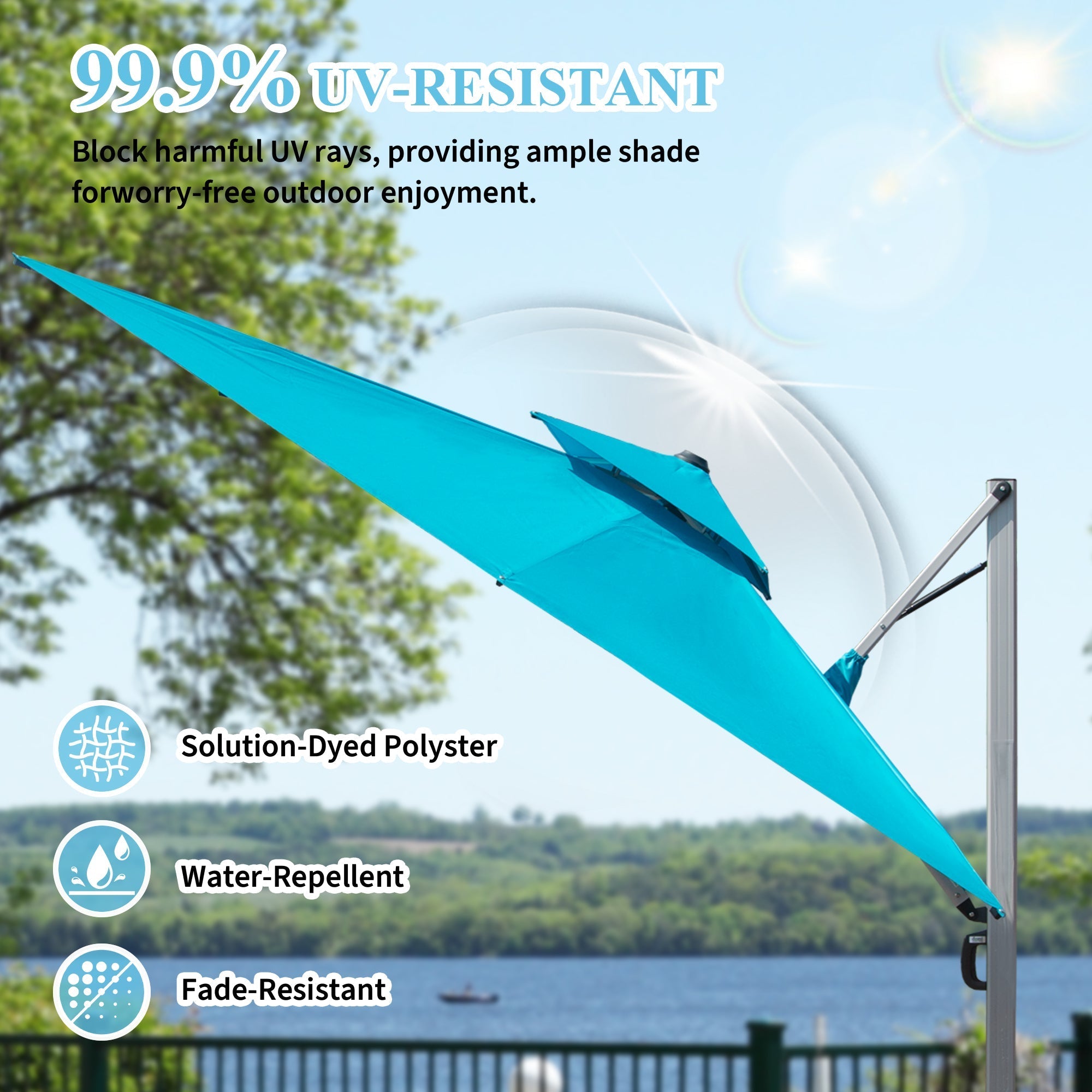 9'x 11' Rectangle Cantilever Umbrella with Center Pole, Base Not Included