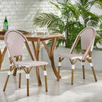 PE Rattan and Aluminum Bistro Chair with Arched Back, Set of 2